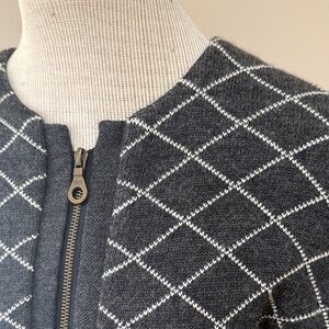 Blue Willi’s Natural Garment grey white checkered wool cotton zip-up Jacket L
